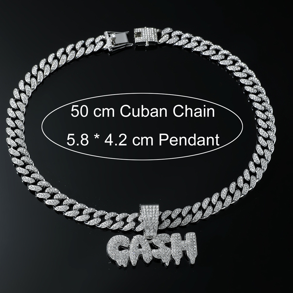 Luxury Jewelry Designer Jewelry European And American Hip-hop GASH Full Diamond Letter Pendant Necklace Men's Punk Style Chain Accessories Jewelr