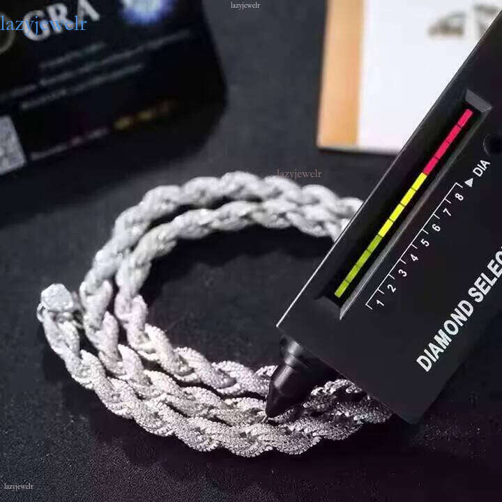 Wholesale VVS D Color Moissanite Jewelry Dazzling Hip Hop S Sier Chain Bracelet Men's Cuban Link Iced Tennis Rope Necklace