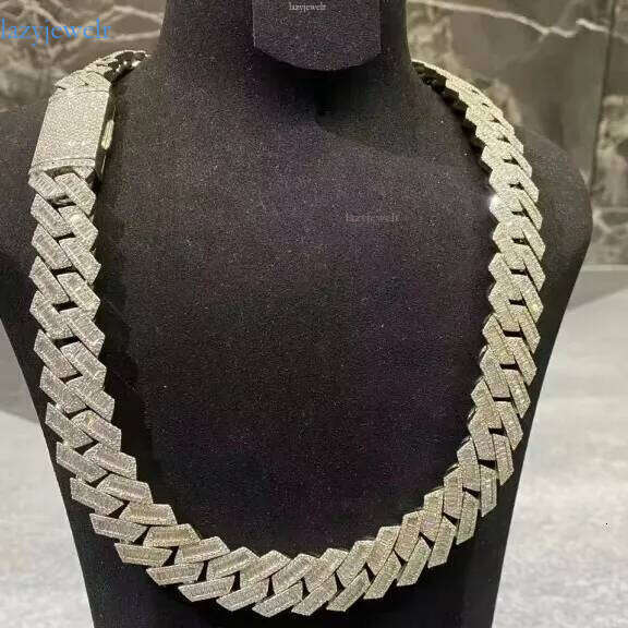 18mm Hip-hop Popular Past Test Dia Mens Necklace Sier VVS Moissanite Cuban Chain