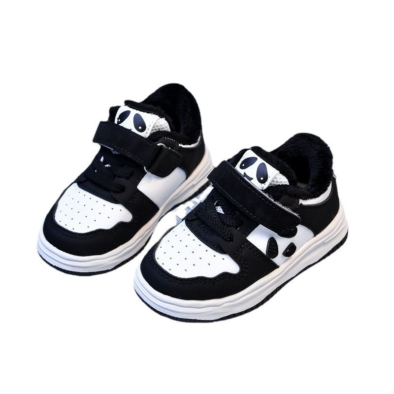 Toddler Baby Kids Fashion Design Walking Shoes Sneakers White Black Panda Non-slip Sports Shoes Boys Girls Winter Outdoor Warm Board Shoes Sizes US6C-