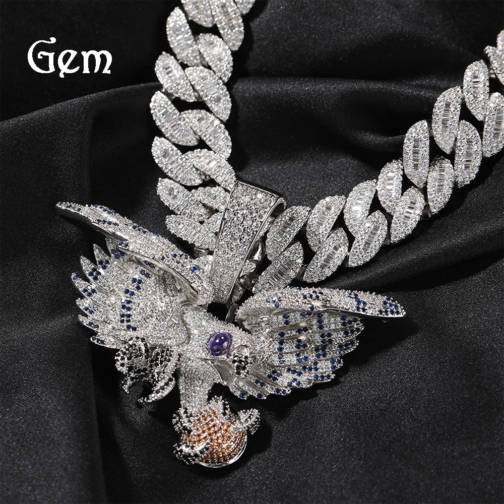Luxury Jewelry Designer Jewelry Hip-hop Retro New Rap Jinjibewater Falcon Same Style Copper Inlaid Zircon Exquisite Pendant Accessories Wholesale