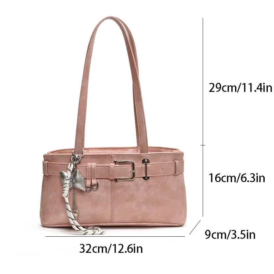 Belt Buckle Design Shoulder Satchels Bag For Women New Luxury Designer Handbags Branded Fashion Casual Totes With Pendant Sac