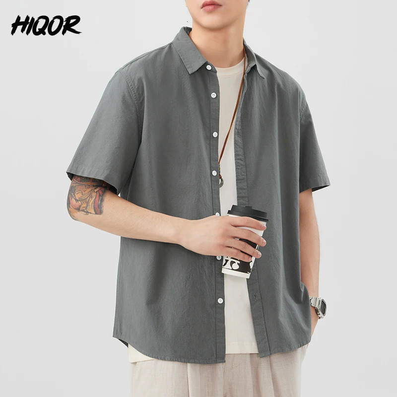 Summer Mens Thin Short Sleeve Versatile Shirts Man Casual Loose Fit Korean Style Trendy Shirt Teens Adults Top Vintage Cardigan 250707