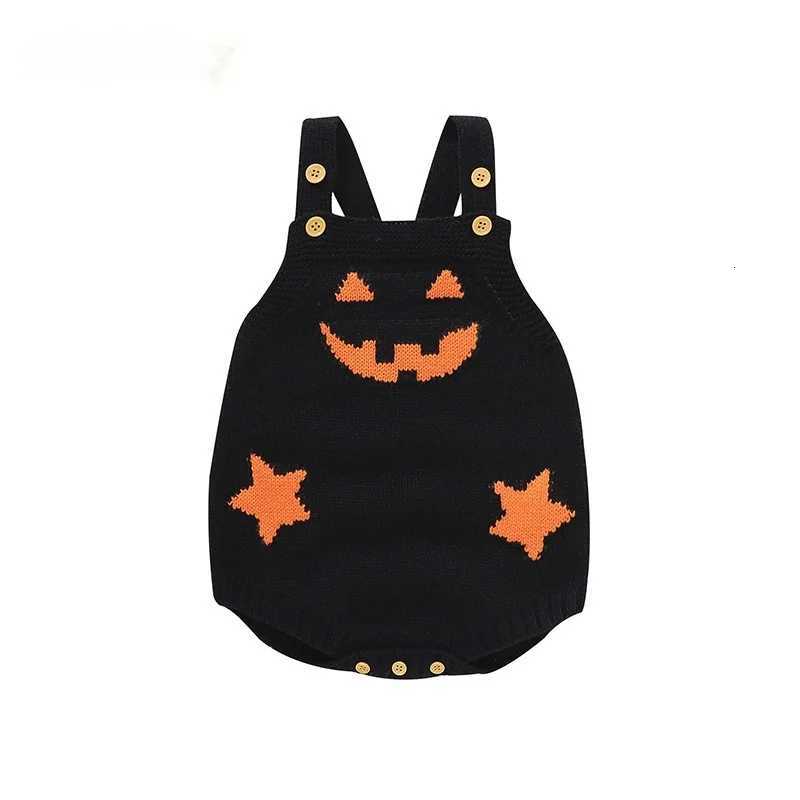 Baby Girls Boys Halloween Pumpkin Knit Romper 0-2Y New Born Baby Clothes Suspender Triangle Jumpsuit Festive Party Outfit Z250712