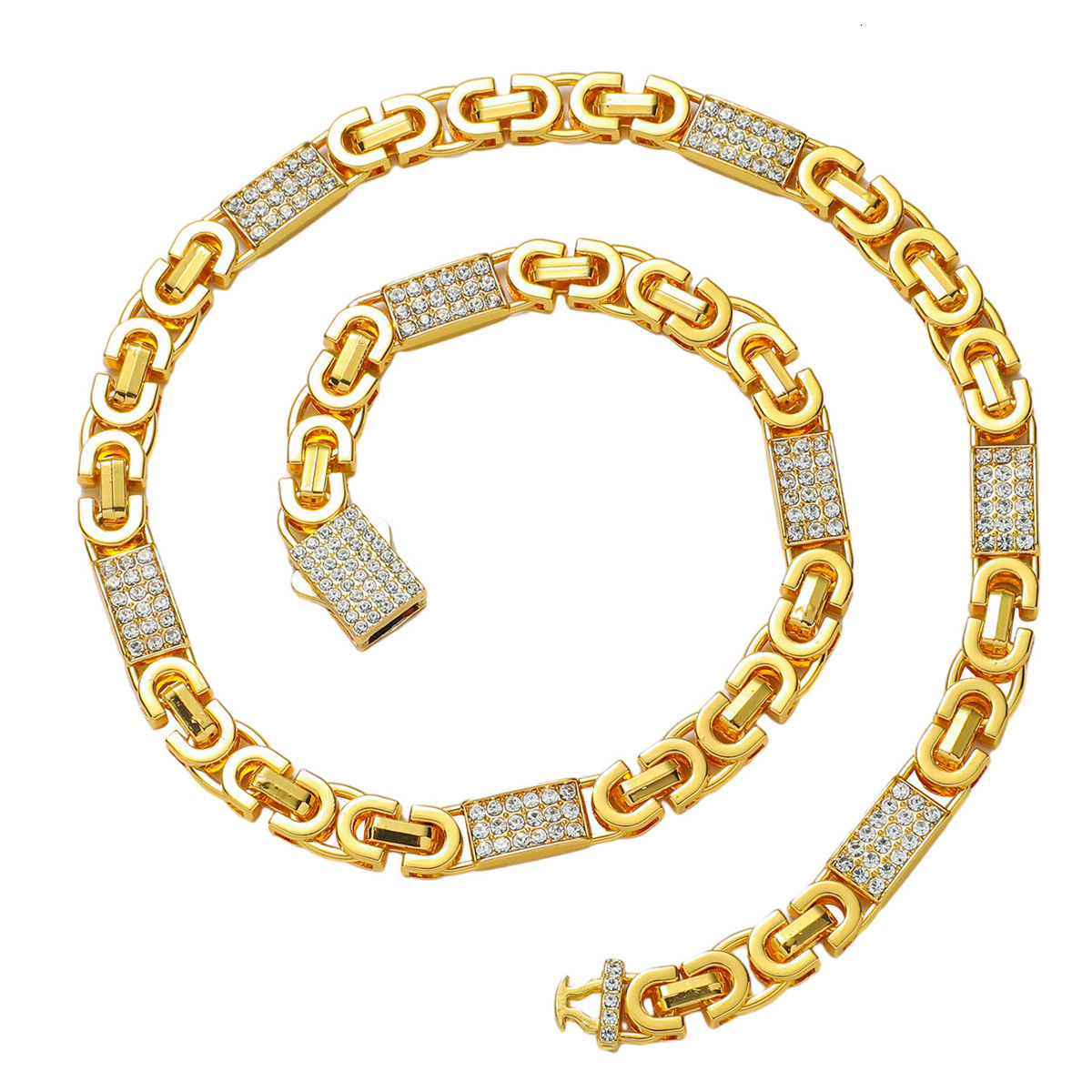 Luxury Jewelry Designer Jewelry Men's Hip-hop Style Geometric Patchwork Chain Necklace Personalized Boyfriend Gift Geometric Patchwork Chain Neck