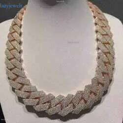 Hip Hop Iced Out Jewelry 24mm Wide 4 Rows Vvs Moissanite Dia Cuban Link Chain Necklace