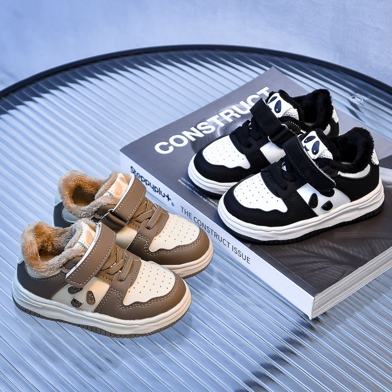 Toddler Baby Kids Fashion Design Walking Shoes Sneakers White Black Panda Non-slip Sports Shoes Boys Girls Winter Outdoor Warm Board Shoes Sizes US6C-