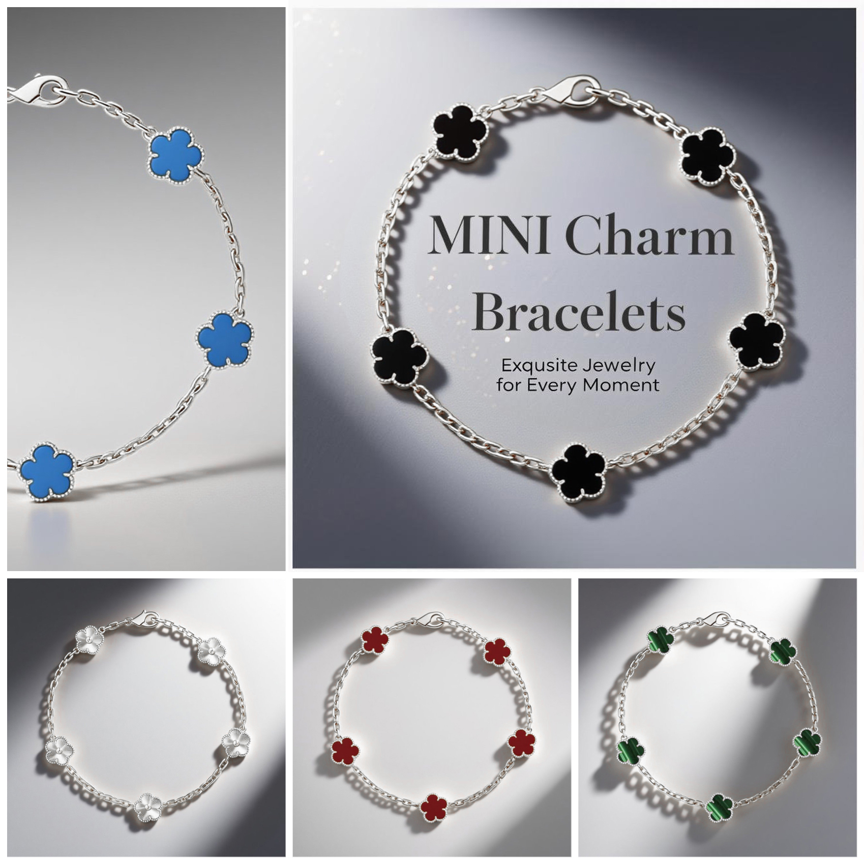 Fashion mini clover bracelet designer jewelry women charm designer bracelets Business silver flower bracelets white black red lady bracelet luxury bracelet woman