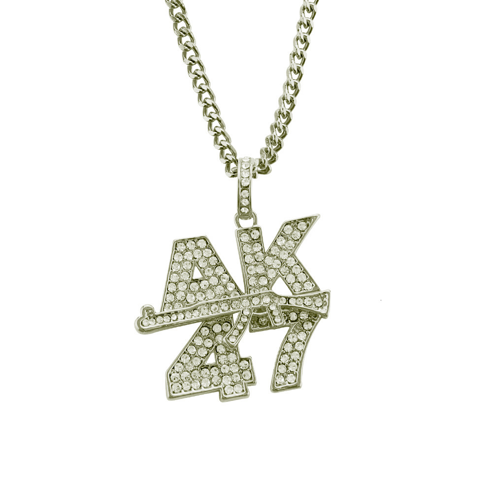 Luxury Jewelry Designer Jewelry European And American Hip-hop Pendant Necklace AK47 Pistol Inlaid With Diamonds Mini Tom Gun Men's Punk Accessori