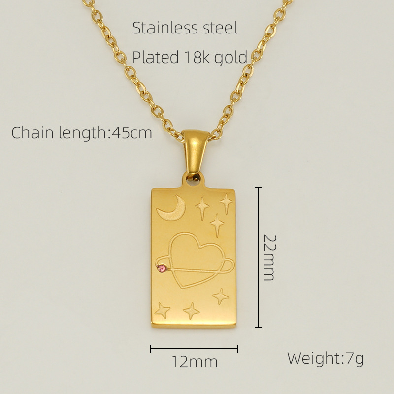 Luxury Jewelry Designer Jewelry Cross-border 18K Gold Stainless Steel Tarot Card Necklace For Women Fashionable Personality Titanium Steel Square Pend
