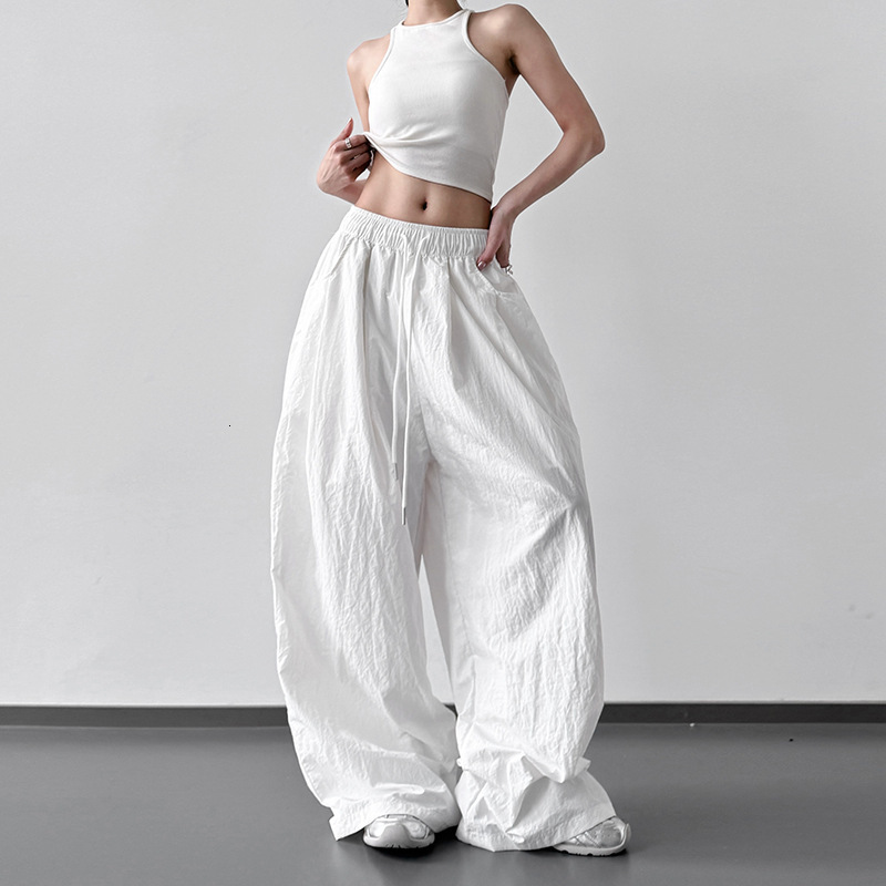 2025 Summer New Women's Pants Summer Retro Style Folded Lazy Style Pants Floor Pants Women's Wide Leg Casual Pants New Designer Pants