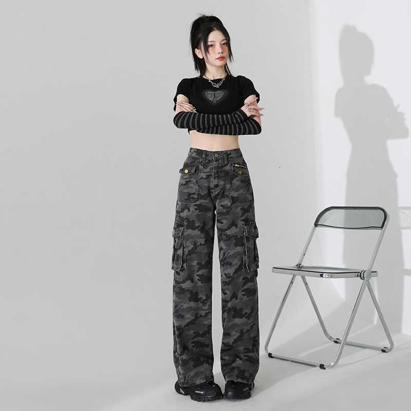 Summer new women's pants new women's cool spicy girl wide leg pants new casual camouflage wide leg work pants women's multi pocket pant