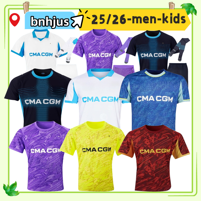 24 25 26 maillot de foot Football shirt GREENWOOD marseilL e 2025 2026 soccer jerseys 125th Anniversary 4th WAHI OUNAHI haritOM man KIDS hommes enfants NDIAYE Mbemba