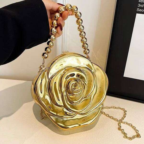 Designer Bags Acrylic Evening Case Bag For Women Fashionable Flower Shaped Elegant Handbags Beads Chain Shoulder Cross Body Party 2025 Luxury Bag