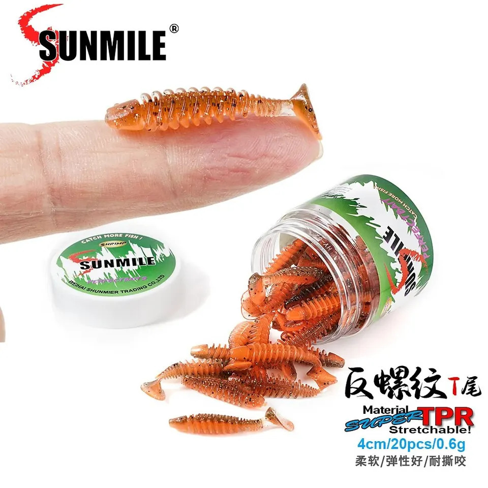 SUNMILE Fishing Soft Bait Worm Artificial Baits 4cm06g 20pcs Rock Wobblers Leurre Souple Lure Perch Trout Bass Lures 250708