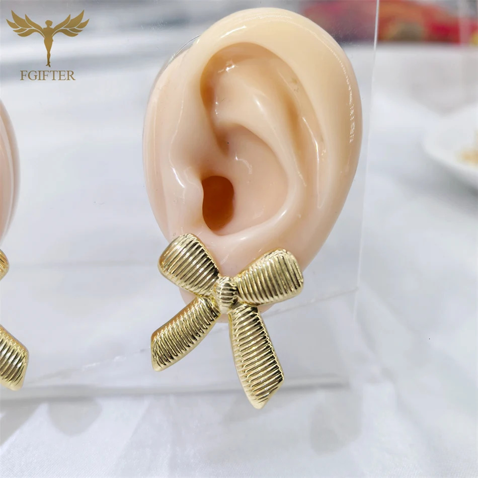 Hyperbole Large Big Bowknot Earrings for Women Stainless Steel Jewelry Gold Plated Ear Piercing Stud Accessories boucles brinco 250708