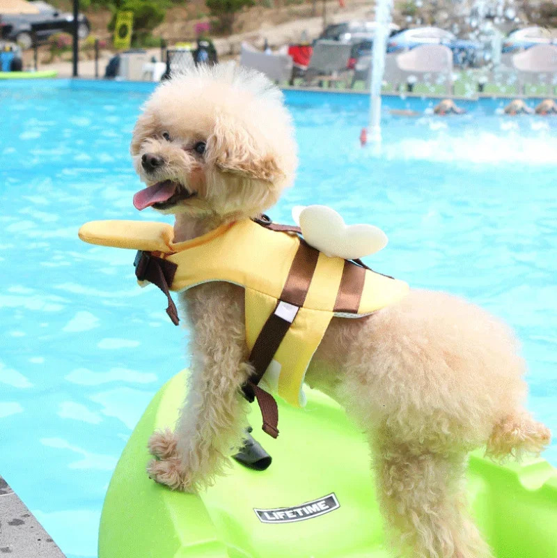 Summer Little Bee Dog Swimsuit Waterproof Puppy Life Jacket Breathable Dog Clothes Harness Swimming Safety for Dog Pet Supplies 250708