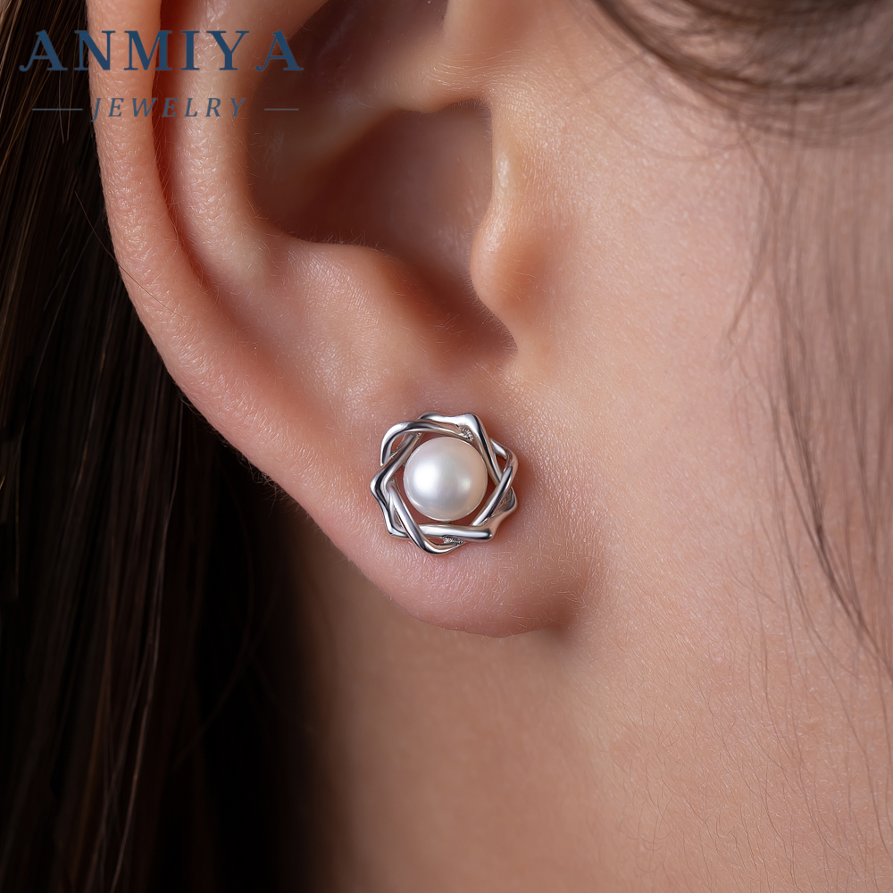 Wholesale Price Fashion Jewelry 18k Gold Pearl Design 925 Silver Stud Pearl Earrings for Women