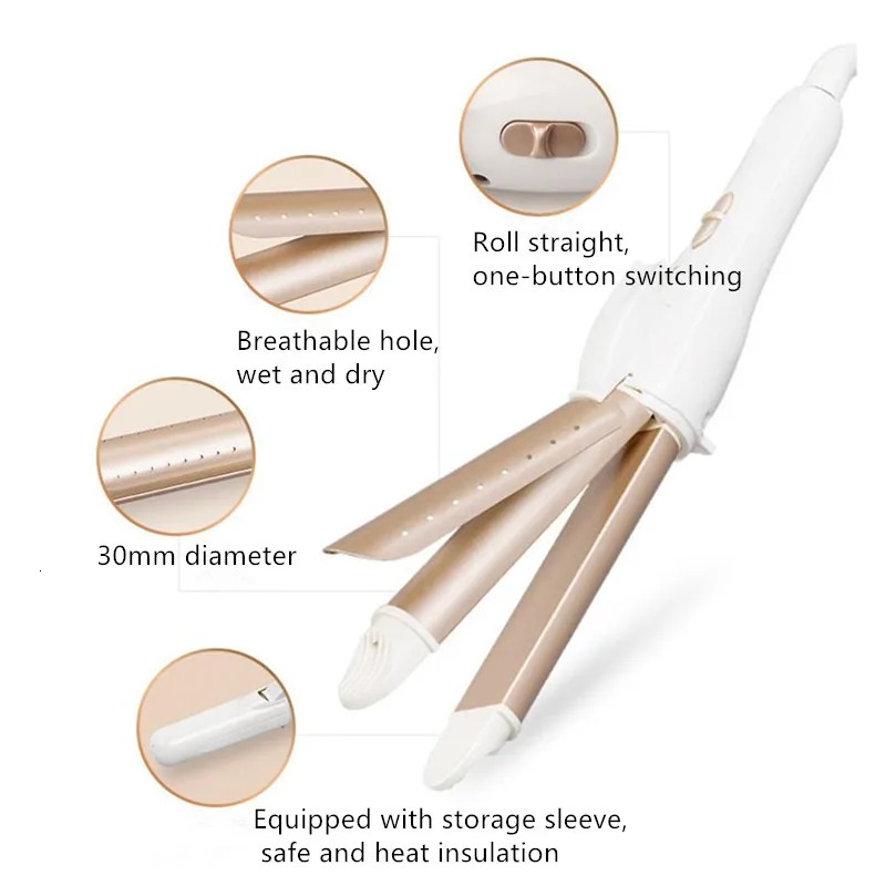 3 In 1 Gold Ceramic Hair Curling Iron Hair Curler Professional Hair Styling Tools Hair Straightener Heated Roller Multifunction 250712
