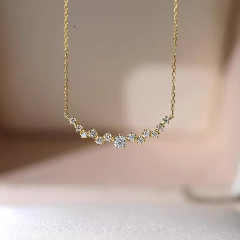 Luxury Jewelry Designer Jewelry Korean Style Casual Smile Necklace Daily Commute Versatile Micro Pave Zircon Collarbone Chain Blogger Same Dropshippin