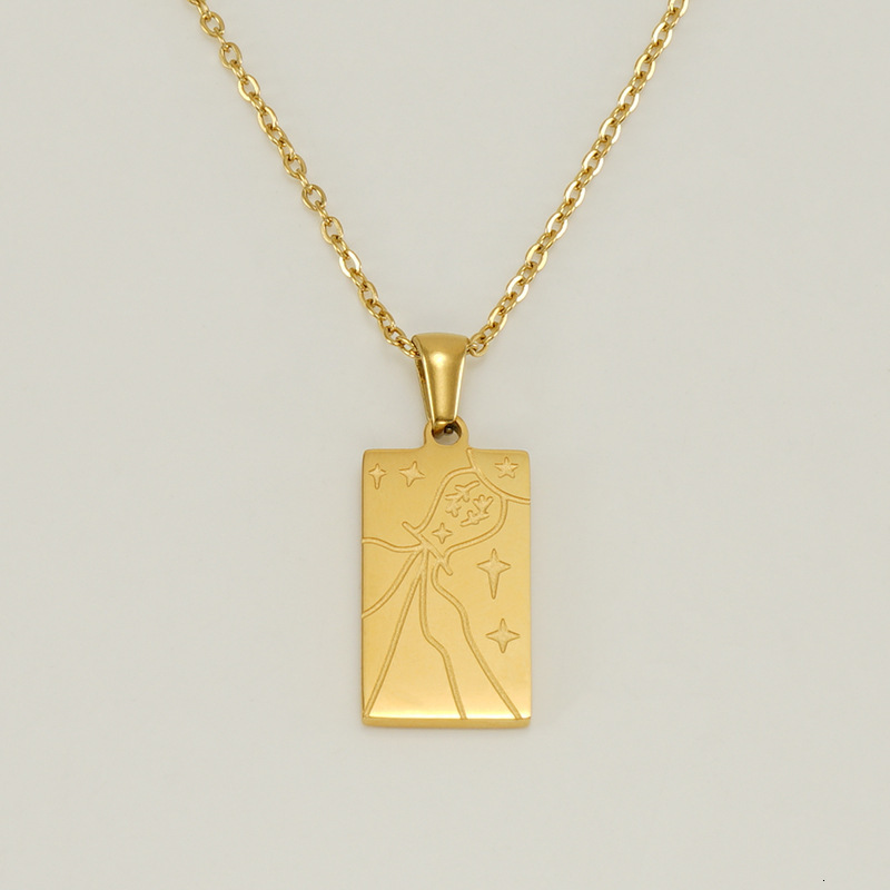Luxury Jewelry Designer Jewelry Cross-border 18K Gold Stainless Steel Tarot Card Necklace For Women Fashionable Personality Titanium Steel Square Pend