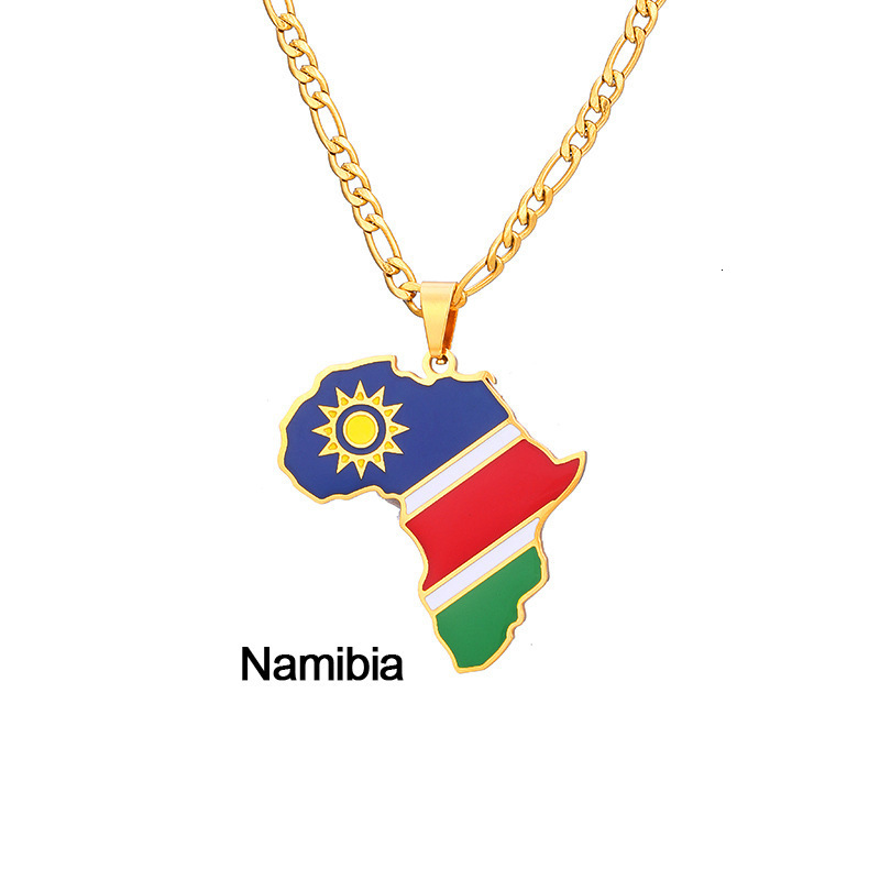 Luxury Jewelry Designer Jewelry Cross-border Amazon Hip-hop Jewelry Africa Map Nigeria Somalia Angola Stainless Steel Necklace