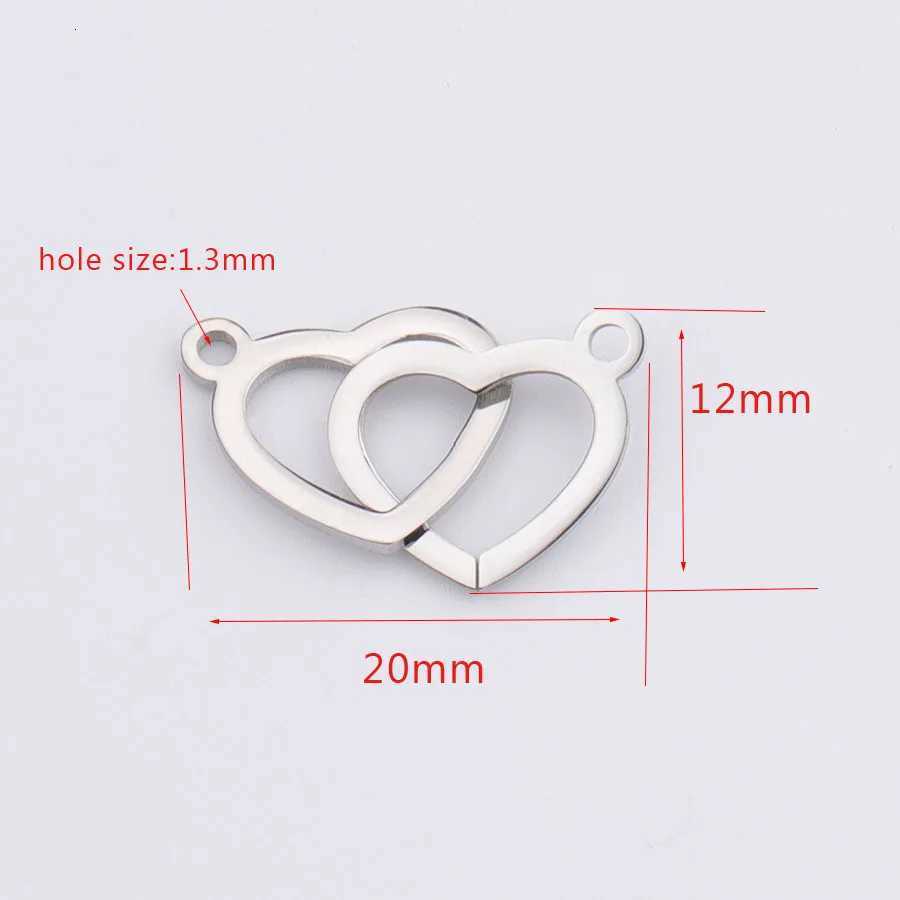 10pcs Interlocking Double Charm Connector Pendant Mirror Polished Stainless Steel Charms 12*20mm Necklace whosa W250712