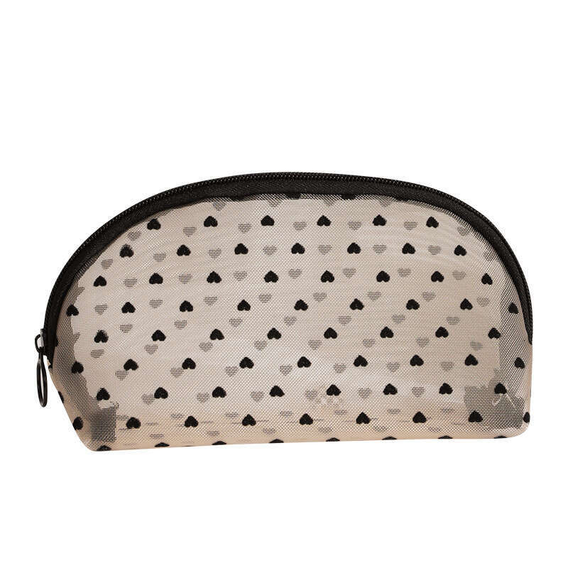 New Heart-Shaped Makeup Handheld Large Capacity Mesh Storage for Women Ins Style Portable Travel Compact Toiletry Bag