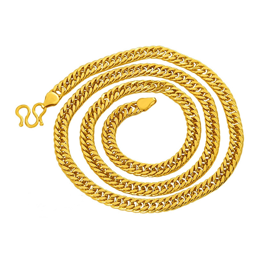 Luxury Jewelry Designer Jewelry Xiaohongshu Style Men's Bold Necklace 10mm Side Chain Hip Hop Style Chain Horsewhip Chain Braided Chain Wholesale