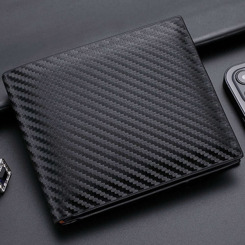 Men's New Carbon Fiber Multi-Card Slot Zipper Coin Purse Card Holder Short Wallet for Men wallet designer mens wallet
