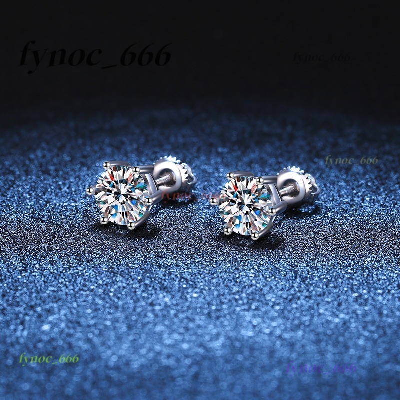 Wholesale 6 Claws Moissanite Earrings Screw Back 925 Sterling Silver Stud Earring Men Moissanite Earrings