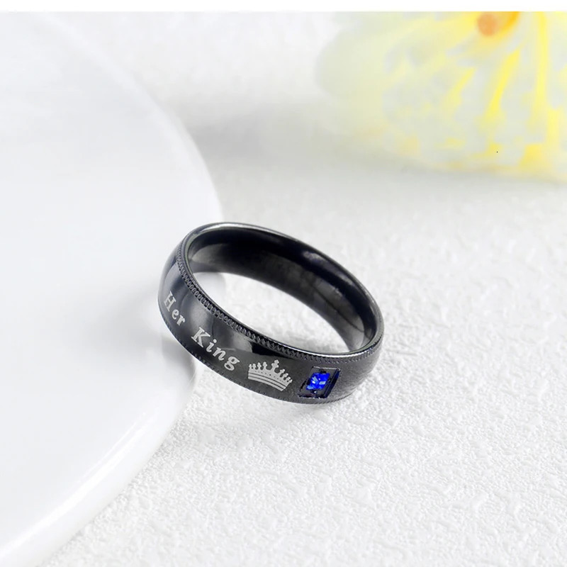 Fashion Couple Rings Her King His Queen Statement Zircon Crown Ring Romantic Anniversary Wedding Band 250704