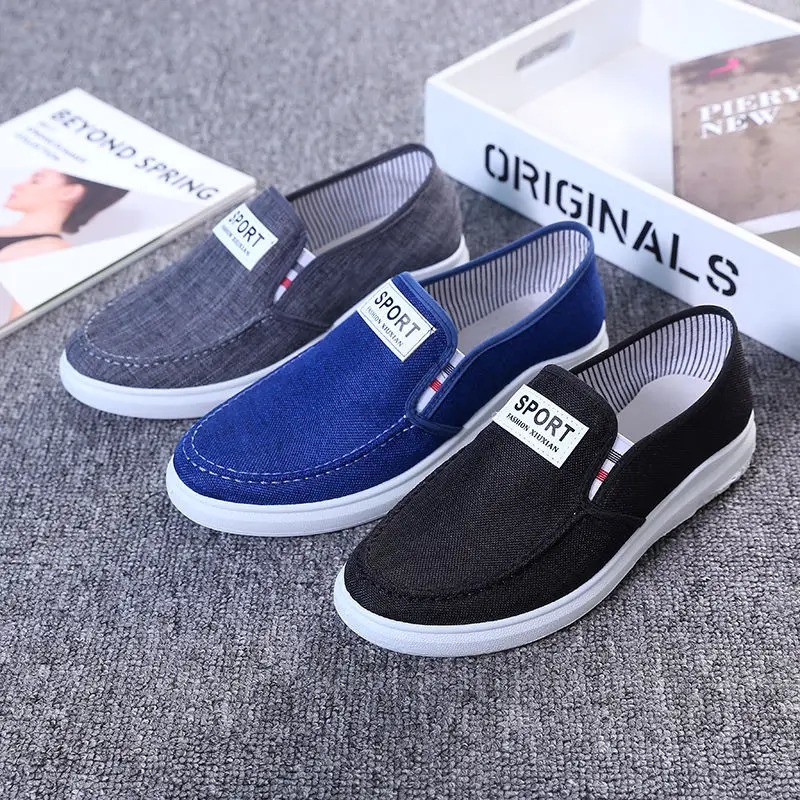 2025 Men Casual Shoes Slip on Canvas Fashion Sneakers Breathable Summer Walking Loafers Non Slip Comfortable Youth Skate Flats 250708