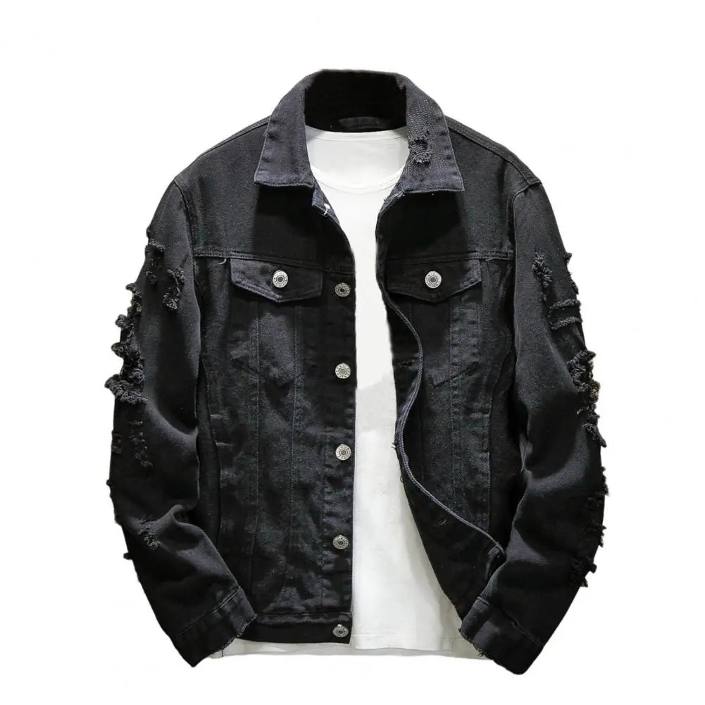 Mens Fashion Jeans Jacket Solid Spring Autumn Cotton Denim Jacket Men White Black Pink Ripped Hole Jean Coats Male 250710