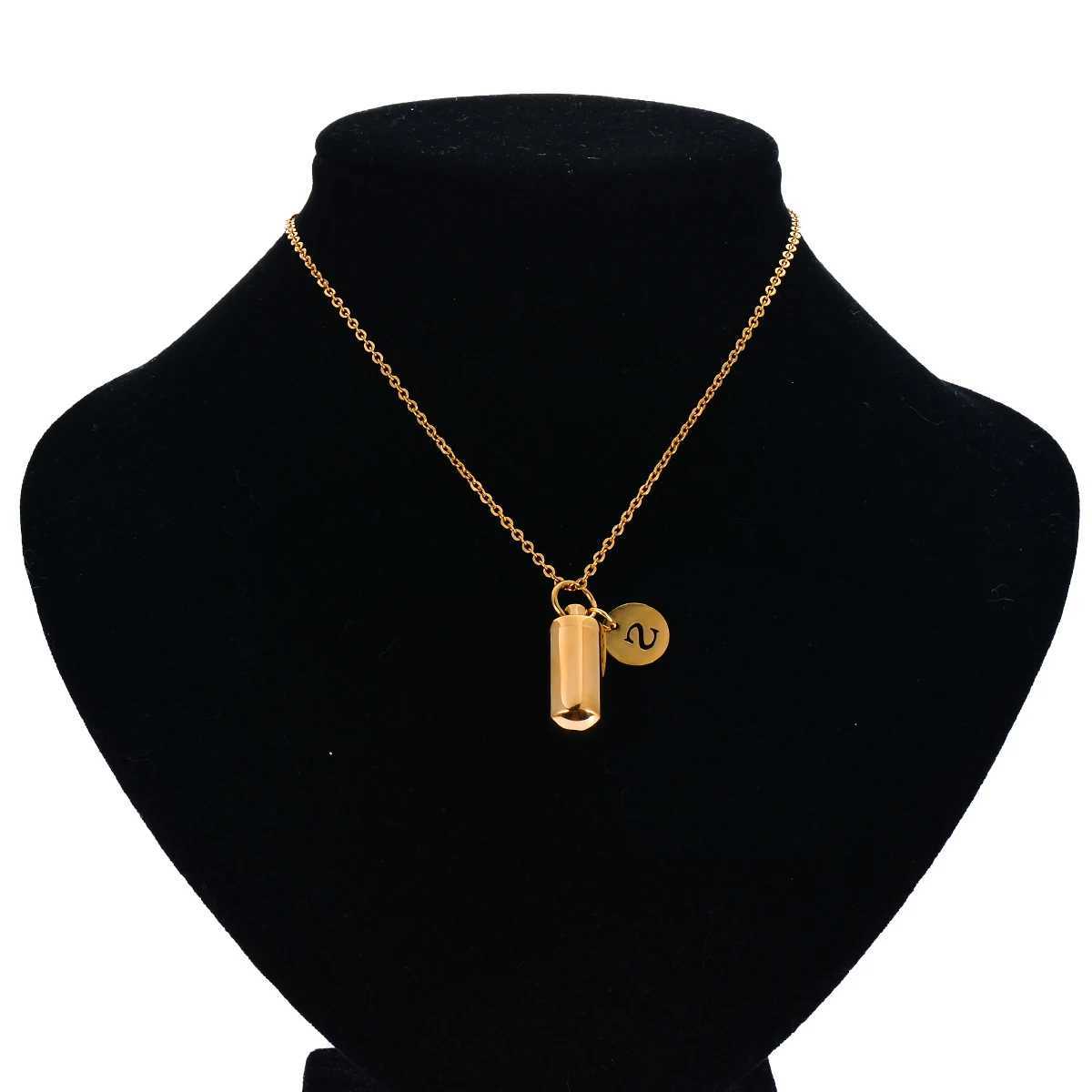 Unisex Cylinder Creation Jewelry Urn Necklace Initial Letter Charm Keepsake for Human Ashes Holder Pendant Memorial Gifts W250712