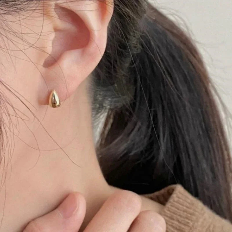 Canner 925 Sterling Silver Smooth Water Drop Simple Stud Earrings For Women 18K Gold Ins Minimalism Earrings Fine Jewelry Gift 250708