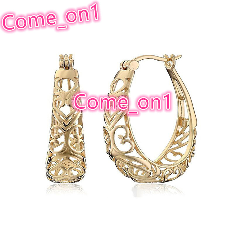 New Retro Refine Hollow Vintage Carved Big Noble Earrings Lady Girls Gold Hoop Earrings Women