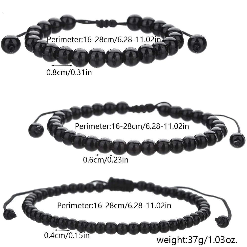 Fashion Beaded Rope Bracelet Unisex Braided Adjustable Cord 4/6mm Obsidian Tiger Eyes Stone Braclet Meditation Couple Jewelry 250712