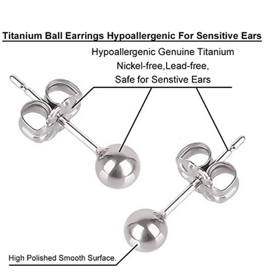 G23titan 3-8mm Solid Ball Stud Earrings Anti Allergic First Ear Piercing Accessorie Men Girls Fashion Jewelry 250708