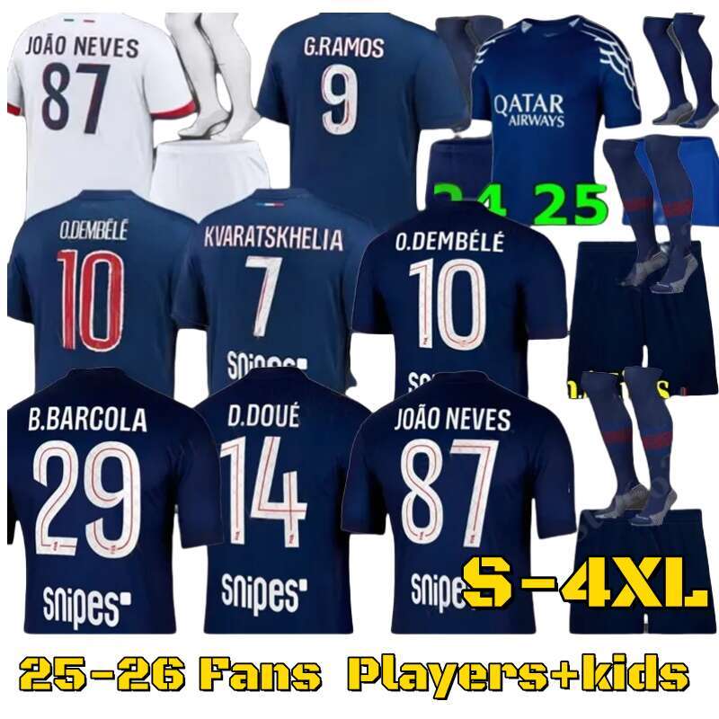 xxxl 4XL 25 26 O.DEMBELE ES soccer jerseys Cup D.DOUE JOAO NEVES BARCOLA MUNICH KOLO MUANI KIMPEMBE goalkeeper football shirts Player version kids kits