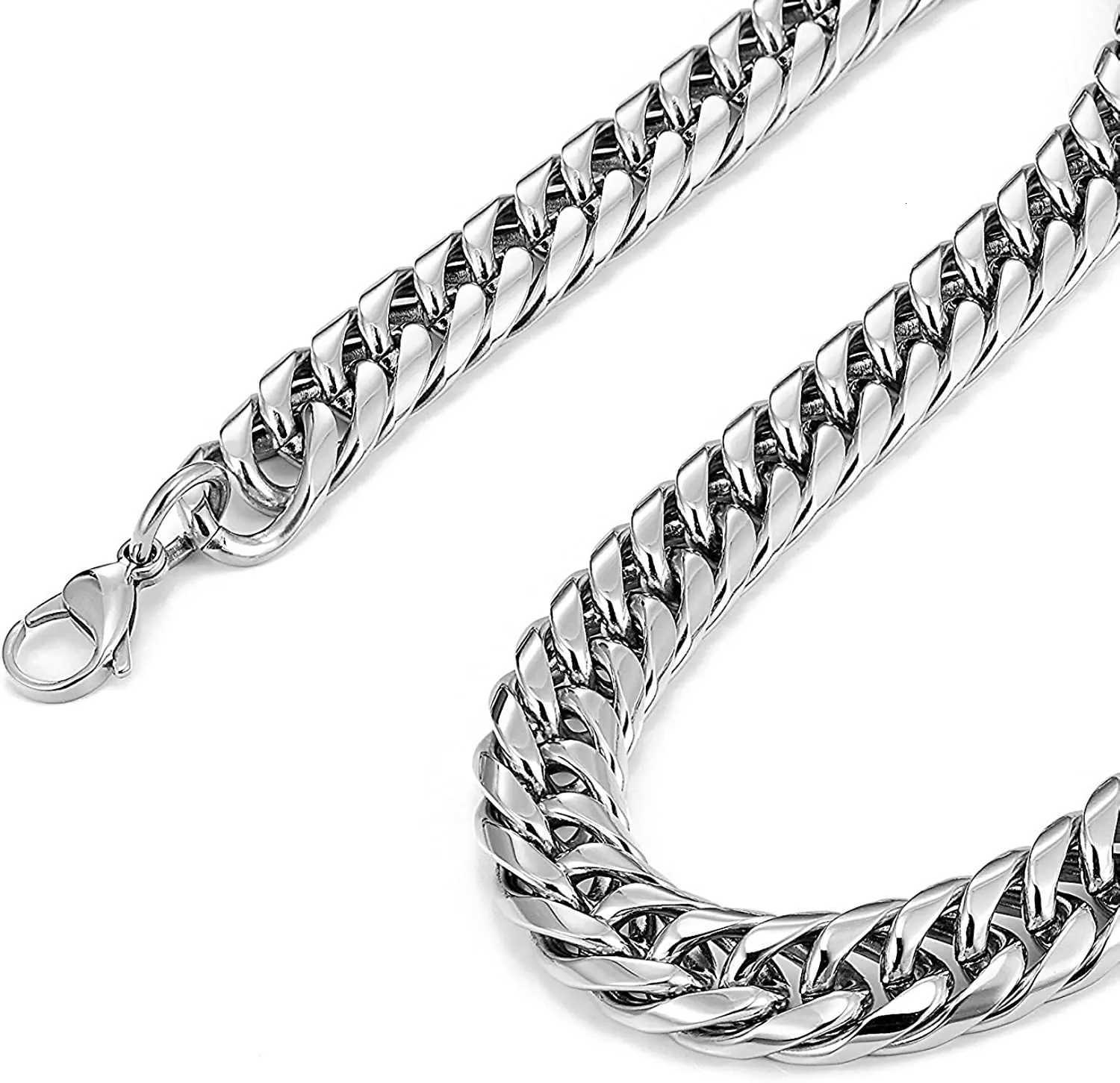 HNSP Stainss Steel Cuban Link Chain Necklace For Men Jewelry 8MM-14MM Width Ma Neck Accories W250712