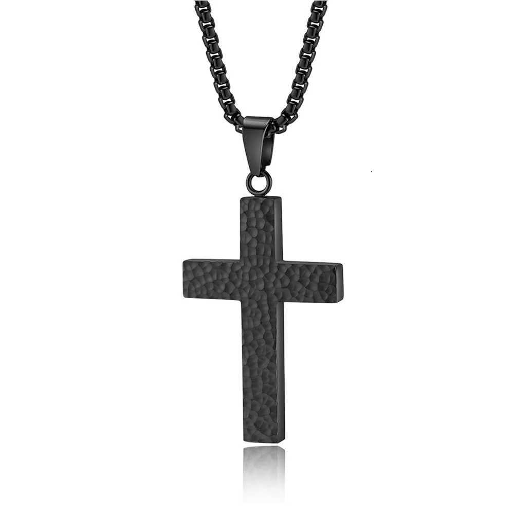 Irregar Hand-hammered Titanium Steel Cross Necklace Simple Niche Men And Women Wear Matching Pendant W250712