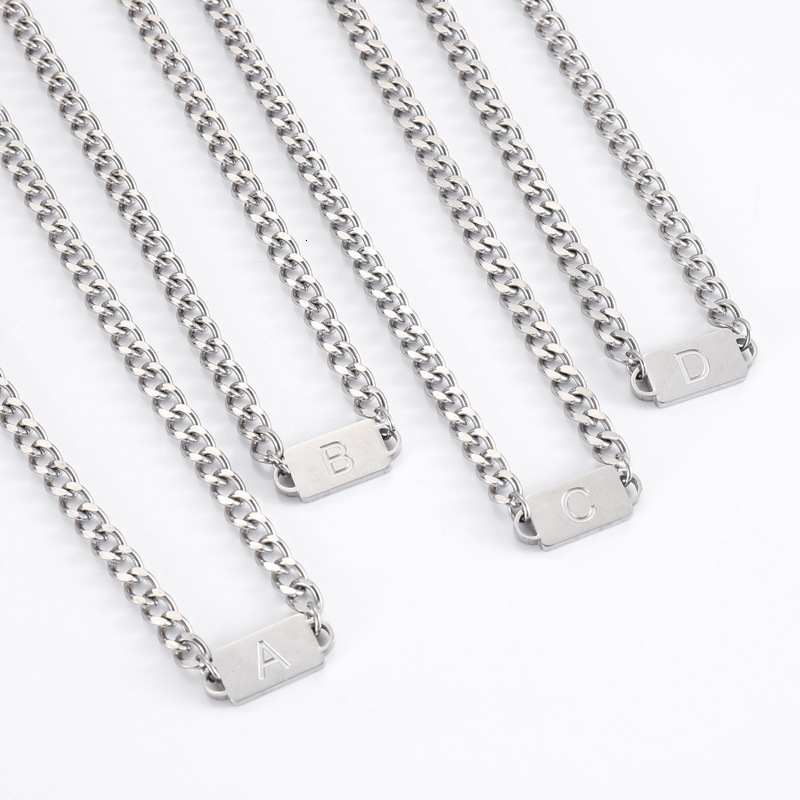 Luxury Jewelry Designer Jewelry Amazon New Hot Selling Titanium Steel Necklace Stainless Steel 26 Letters Chain Men's Personalized Versatile Jewe