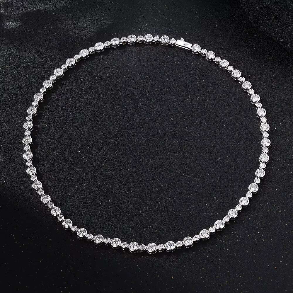 Hip Hop Women Jewelry Iced Out Gold Plated Diamond Tennis Link Chain Bracelet Set Round Cut Cubic Zirconia Bezel Tennis Necklace