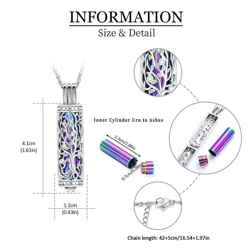 1PC Cration Jewelry Cylinder Urn Necklace for Ashes for Men Keepsake Memorial Human Pet Ashes Holder W250712