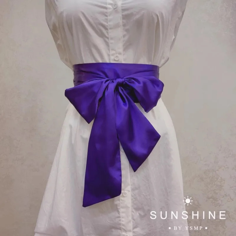 2025 multi-colored silk wide belt ladies casual bow decoration with ice silk waist wrap fashion down coat belt 250707