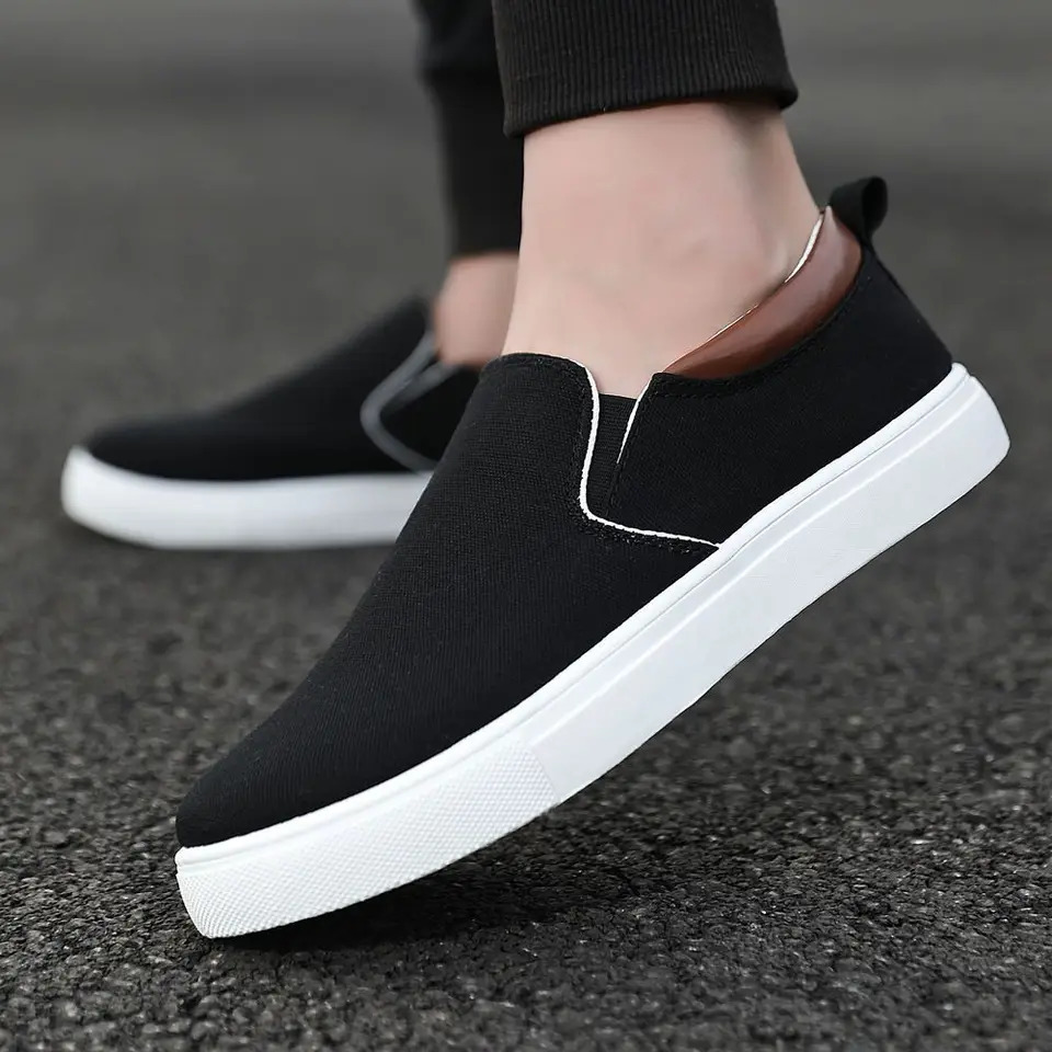 Man Shoe Black Sneakers Summer Casual Shoes for Men Canvas Slip-on Free Offer Deals Liquidation 250708