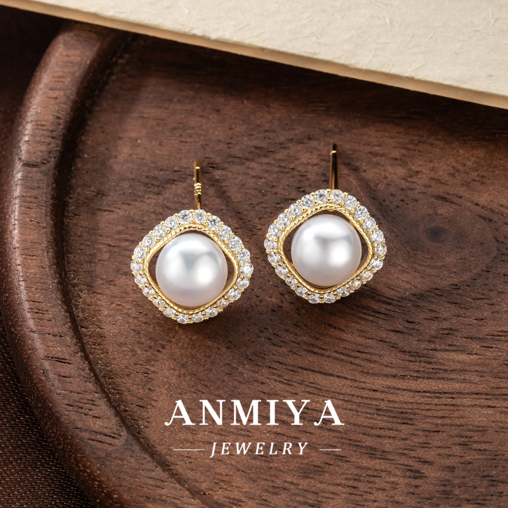 Luxury 925 Silver Needle Pearl Earrings Zircon Pearl Wedding Drop Stud Earrings Women