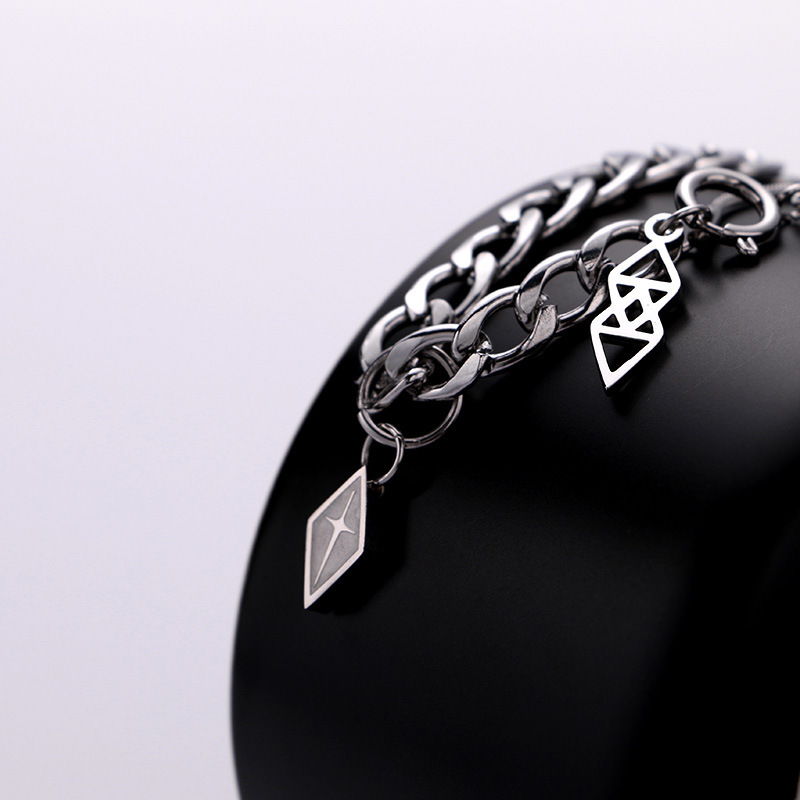 Luxury Jewelry Designer Jewelry Double Layer Cross Rhombus Pendant Necklace Hip Hop Layered Long Choker Men Versatile Simple Titanium Steel Women Tren