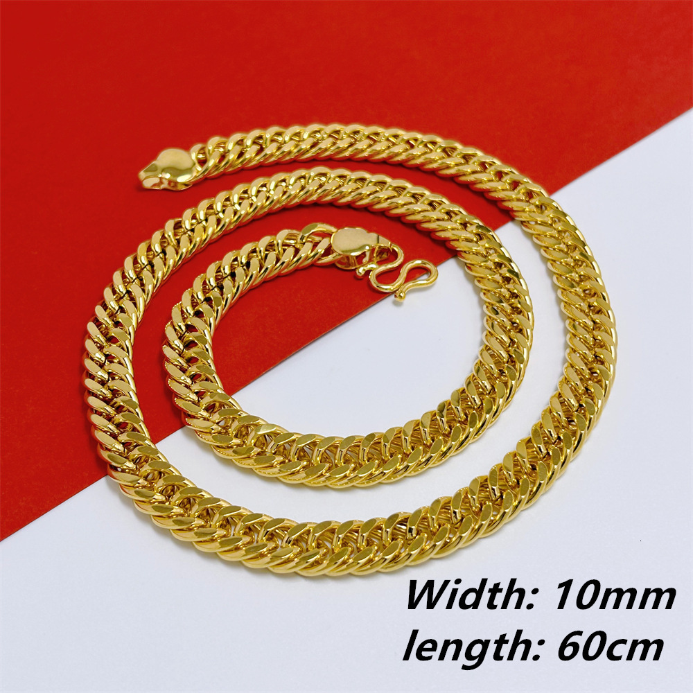 Luxury Jewelry Designer Jewelry Xiaohongshu Style Men's Bold Necklace 10mm Side Chain Hip Hop Style Chain Horsewhip Chain Braided Chain Wholesale